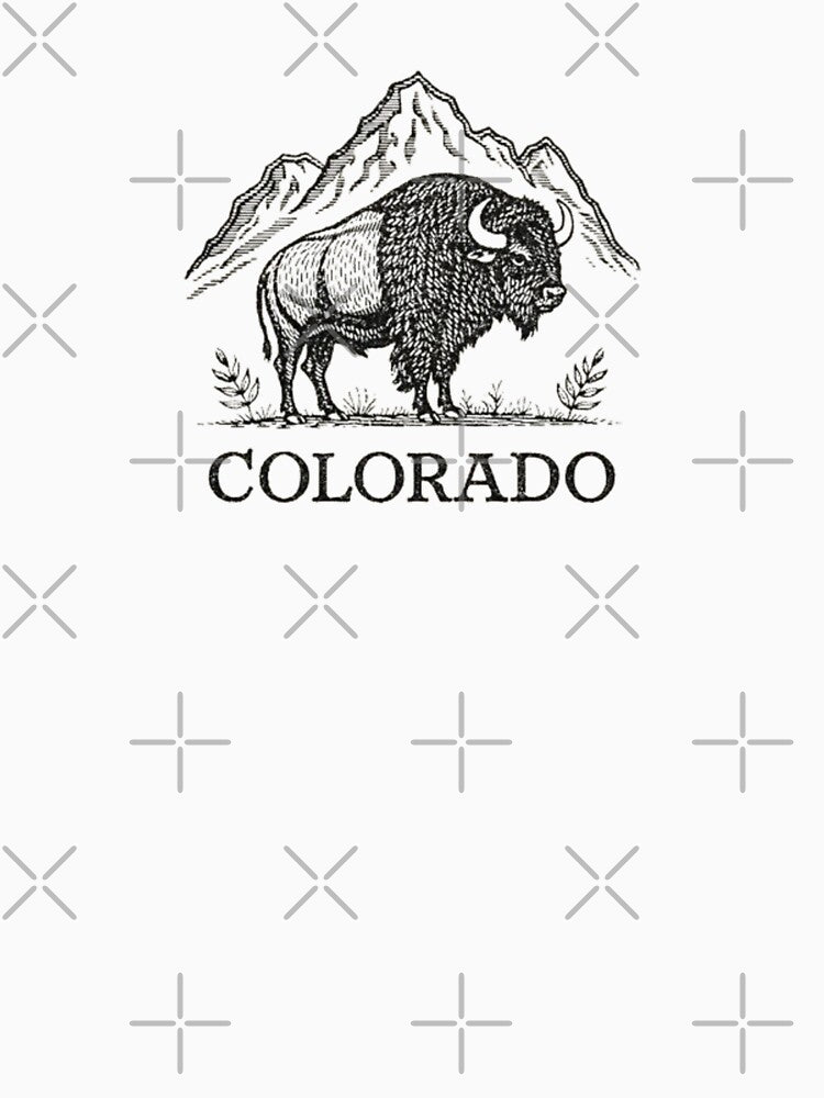 Colorado Bison Vintage Hand-Drawn Engraving by Lordenzoo