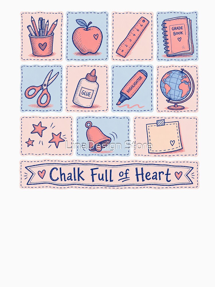 Chalk Full of Heart School Supplies by LinaDesign Store