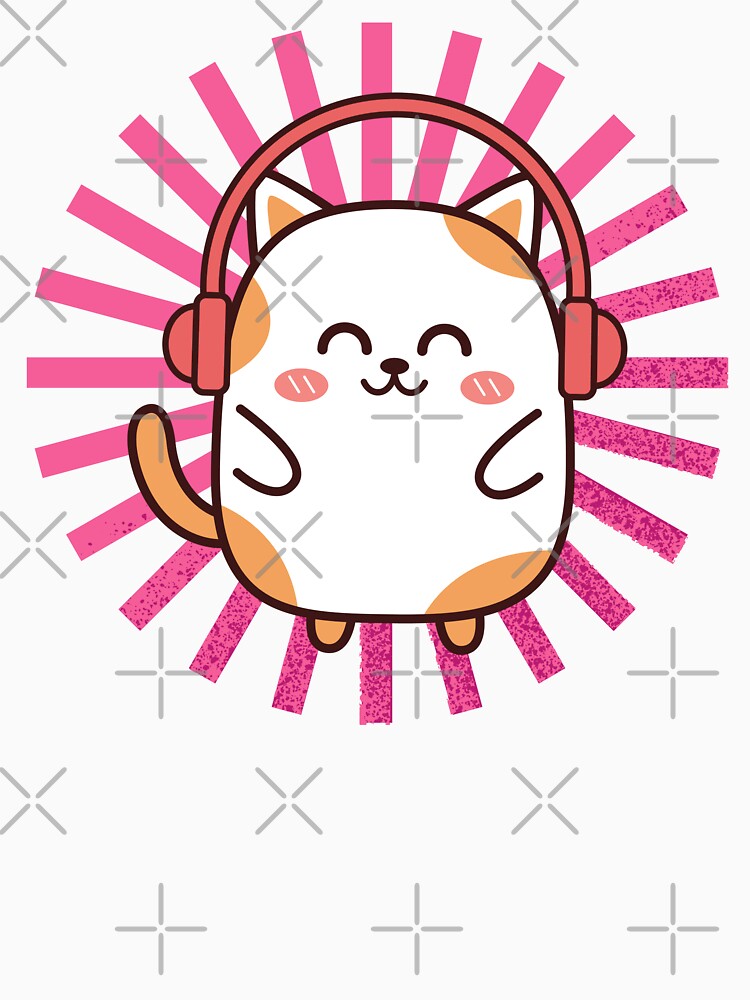 Cat with headphones memes retro pink by teurhparpstudio