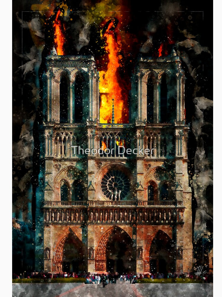 Notre Dame Cathedral on Fire by Theodor Decker