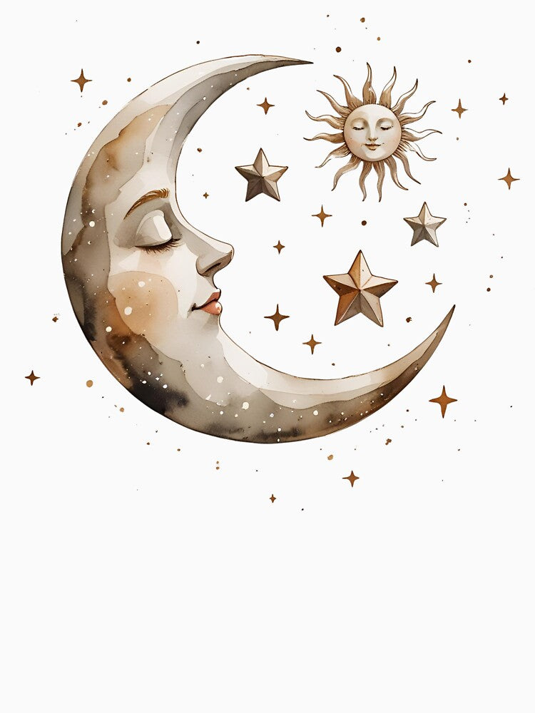 Moonlit Celestial Star and Sun by EchosAndInk