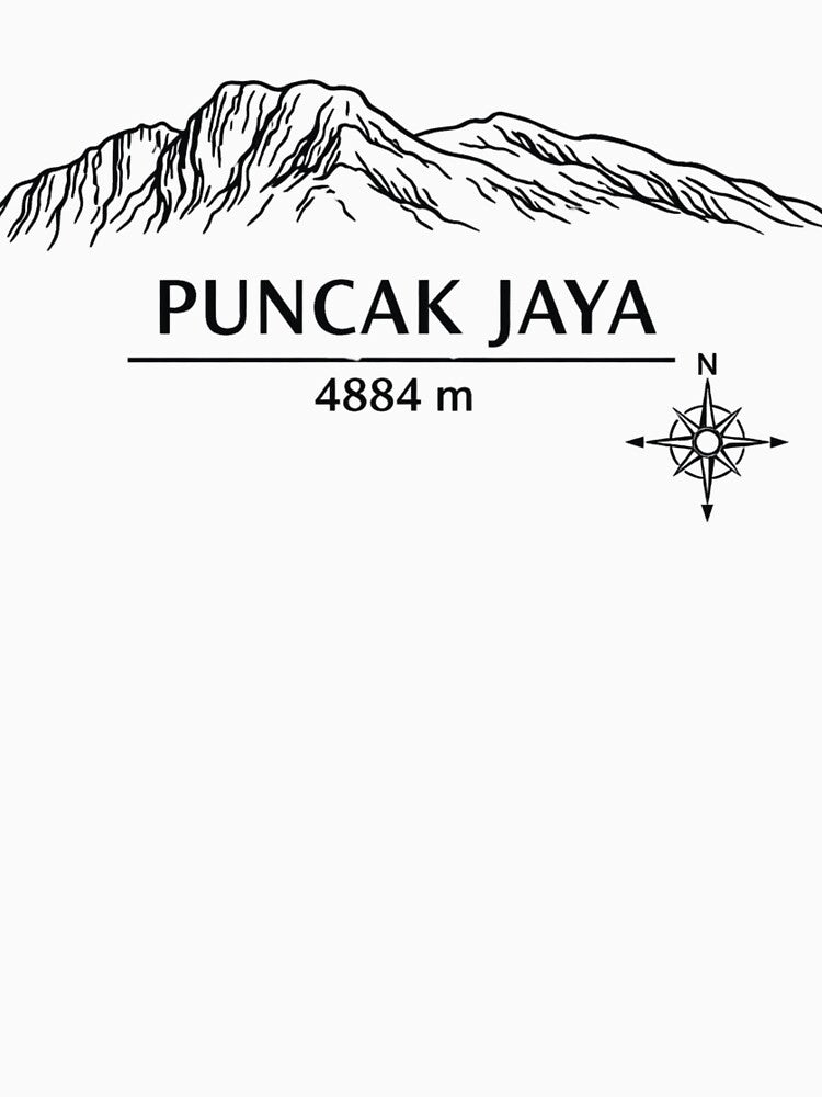 Seven Summits Oceania  Puncak Jaya 4884 m Minimalist Line Art Design by GabeMountainArt