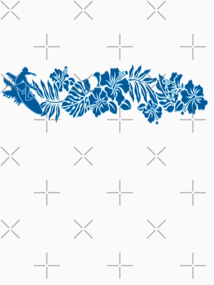 Surf Pareau Hawaiian Hibiscus Surfing - Blue and Turquoise by DriveIndustries