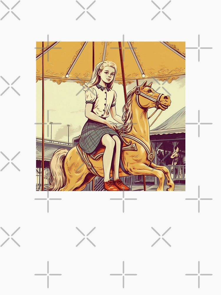 The vintage girl on a carousel ( White Color ) by SMALL BEAR ART