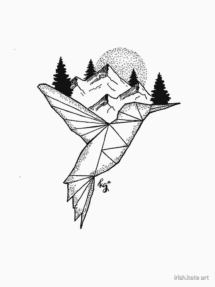 Geometric Hummingbird by irish.kate art
