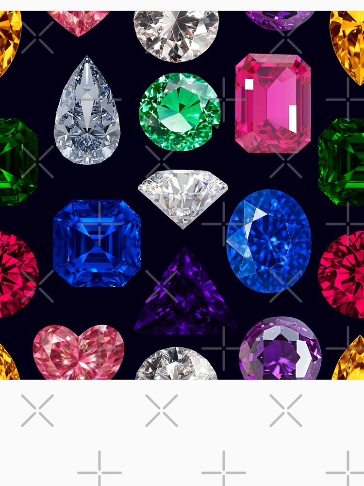 Rainbow Gemstone Seamless Pattern - Retro Bejeweled Luxury by Niji Hibana