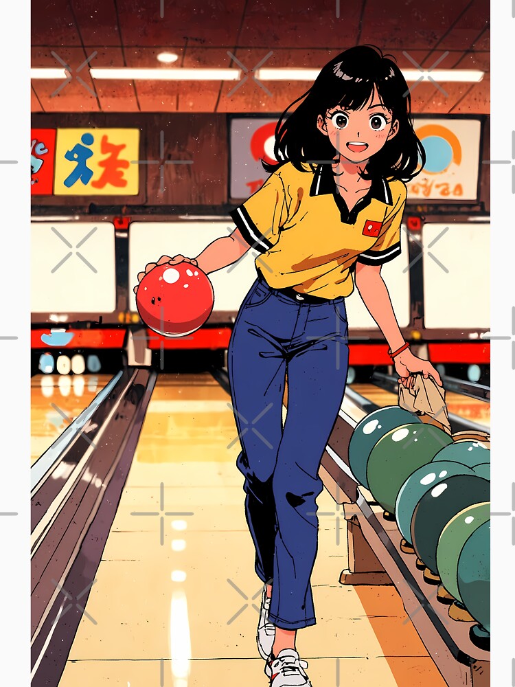 90s Retro Anime Bowling Strike - Vintage Arcade Aesthetic by ShadowsInk
