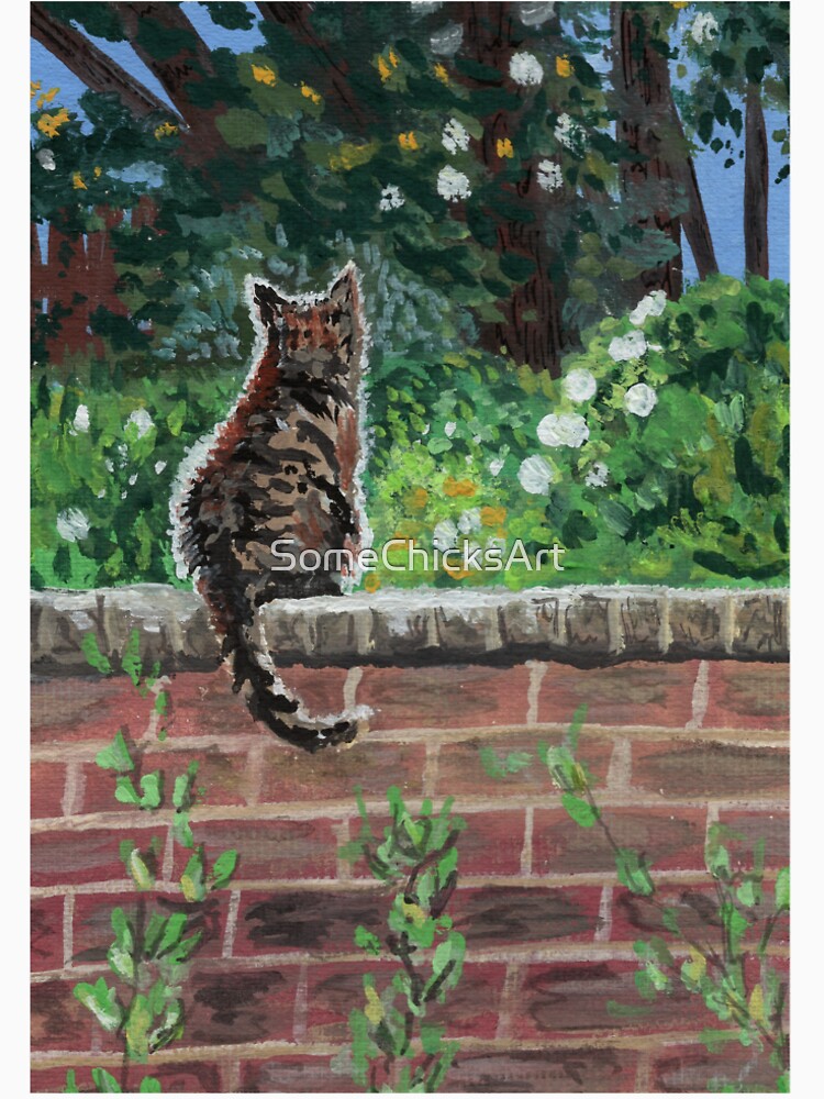Tabby Cat Enjoying Sunshine Gouache Painting by SomeChicksArt