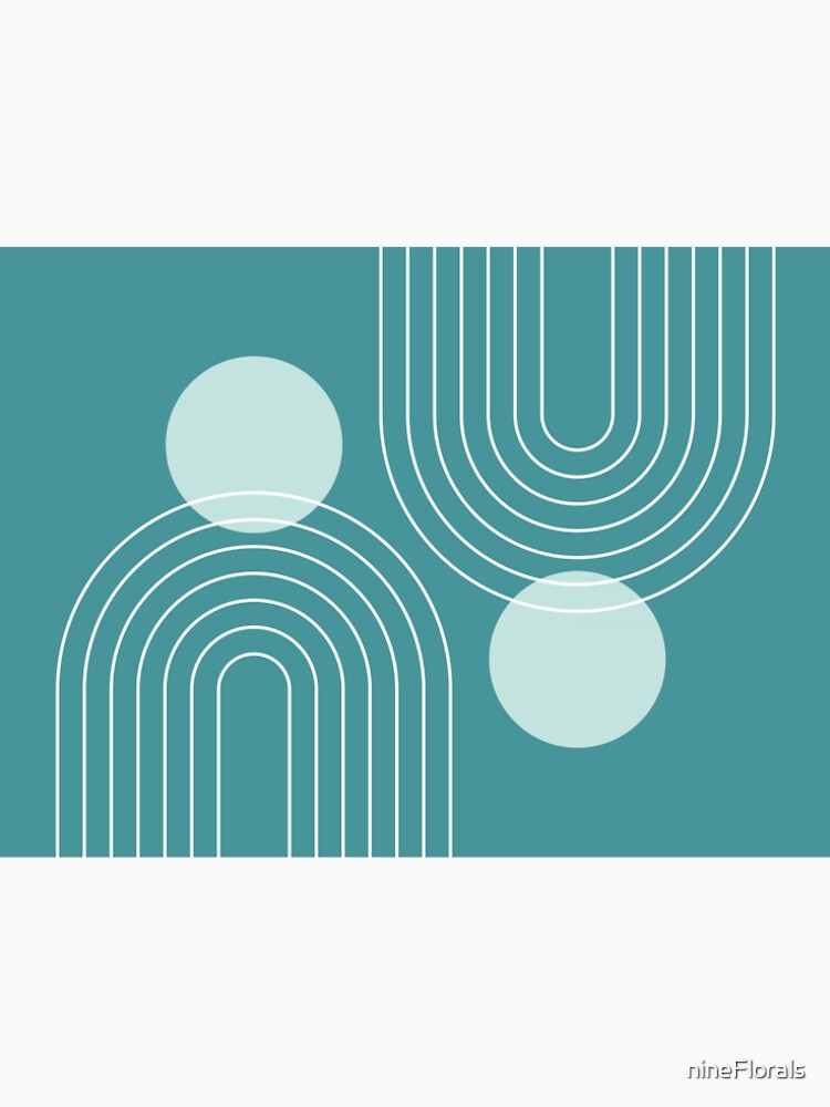 Mid Century Modern Geometric 72 in Teal Green (Rainbow and Sun Abstraction) by nineFlorals