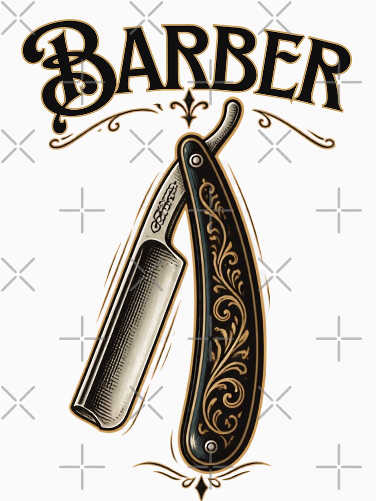 Classic Barber Script Straight Razor Vintage Design by Barber MD Culture