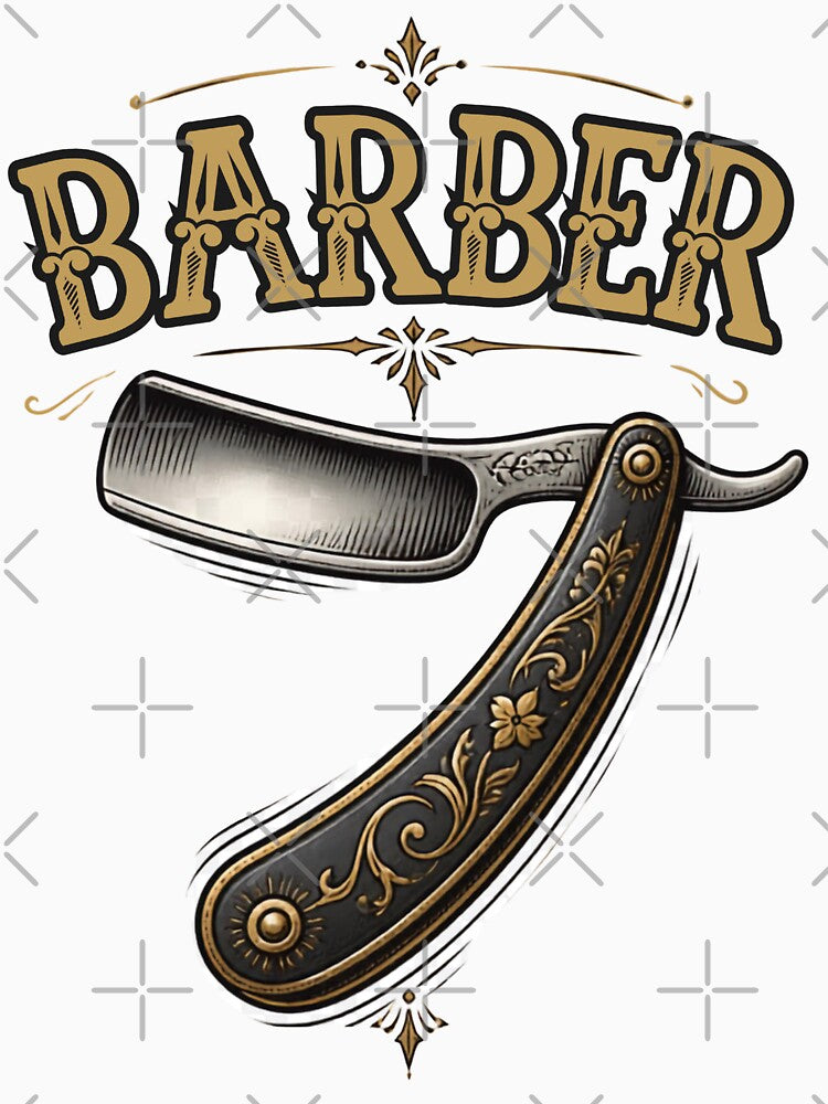 Retro Barber Block Typography and Vintage Straight Razor by Barber MD Culture