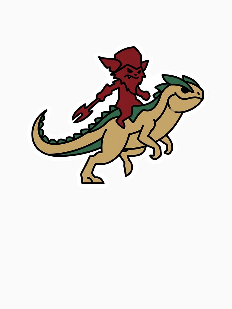 Chaotic Yordle Warrior & Wild Lizard Mount Die-Cut Sticker – Bold Cartoon Fantasy Art by designerr23 ⭐⭐⭐⭐⭐