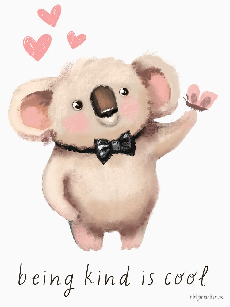 Adorable Koala with Bow Tie - "Being Kind is Cool" Inspirational Art by ddproducts