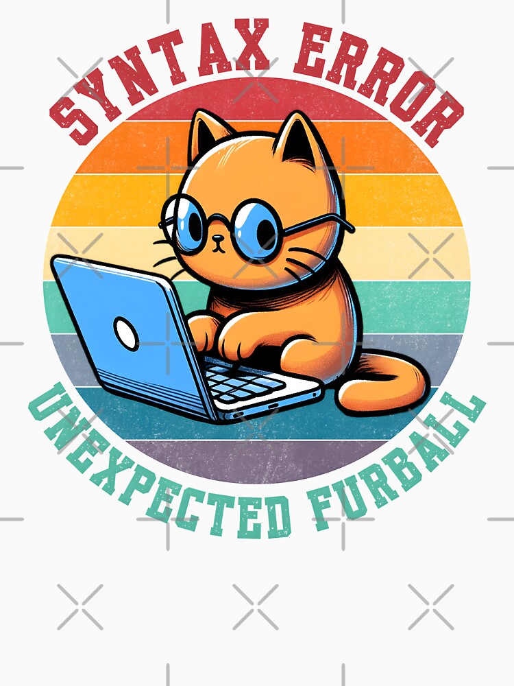 Funny programmer cat computer engineer, coding error humor. Gift for programmers. by Unitepeople