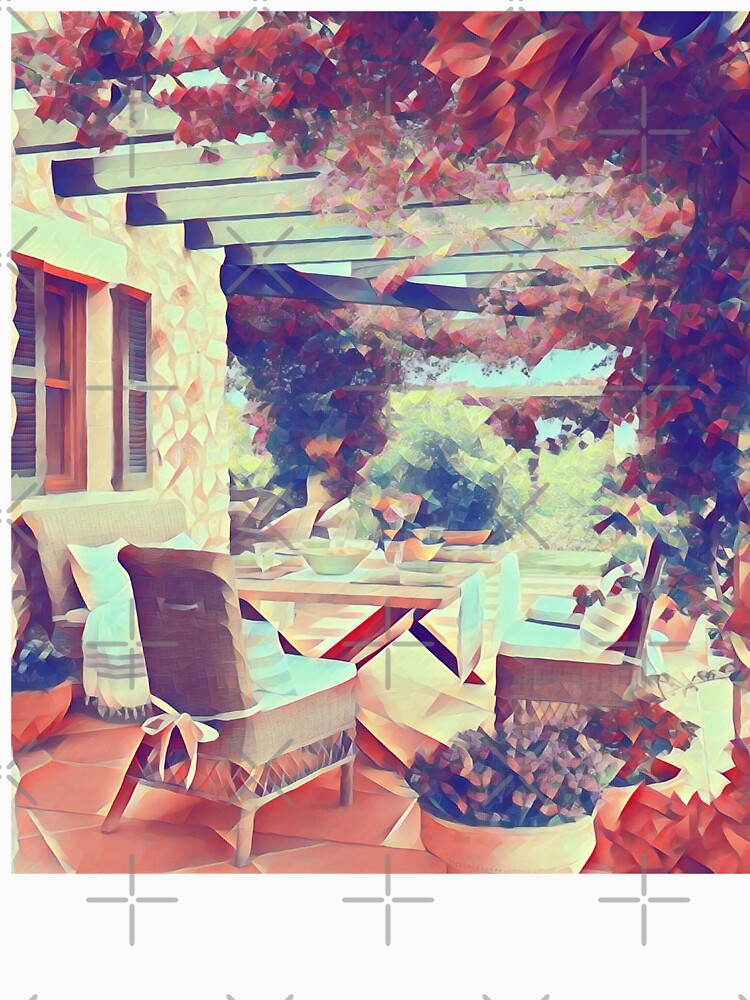 GALATHI Outside Patio surrounded by flowers Painting - Flowers by Galathi Designs