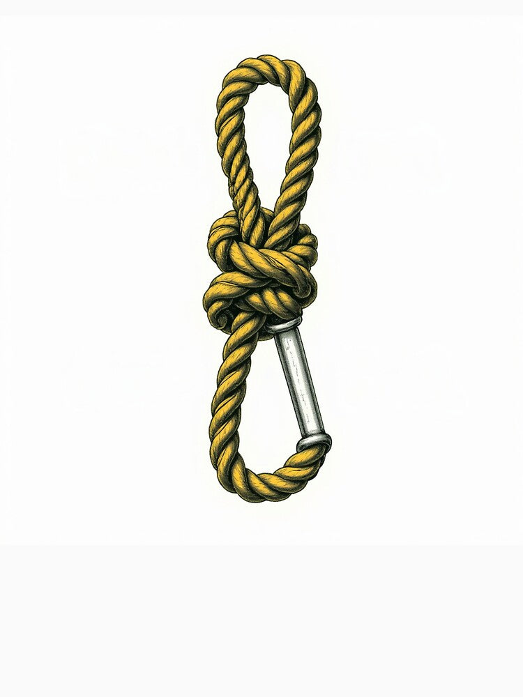 Vintage climbing rope and carabiner by Colorlessandco