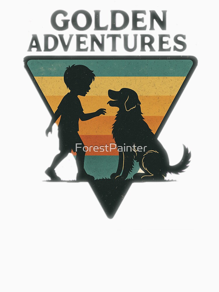 Golden Adventure – Kids and Retriever Retro by ForestPainter
