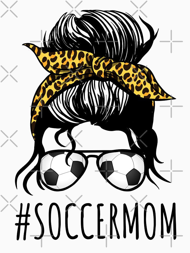 Soccer Mom With Leopard And Messy Bun by Lemon Pepper Unisex , , , Long Sleeve Tee