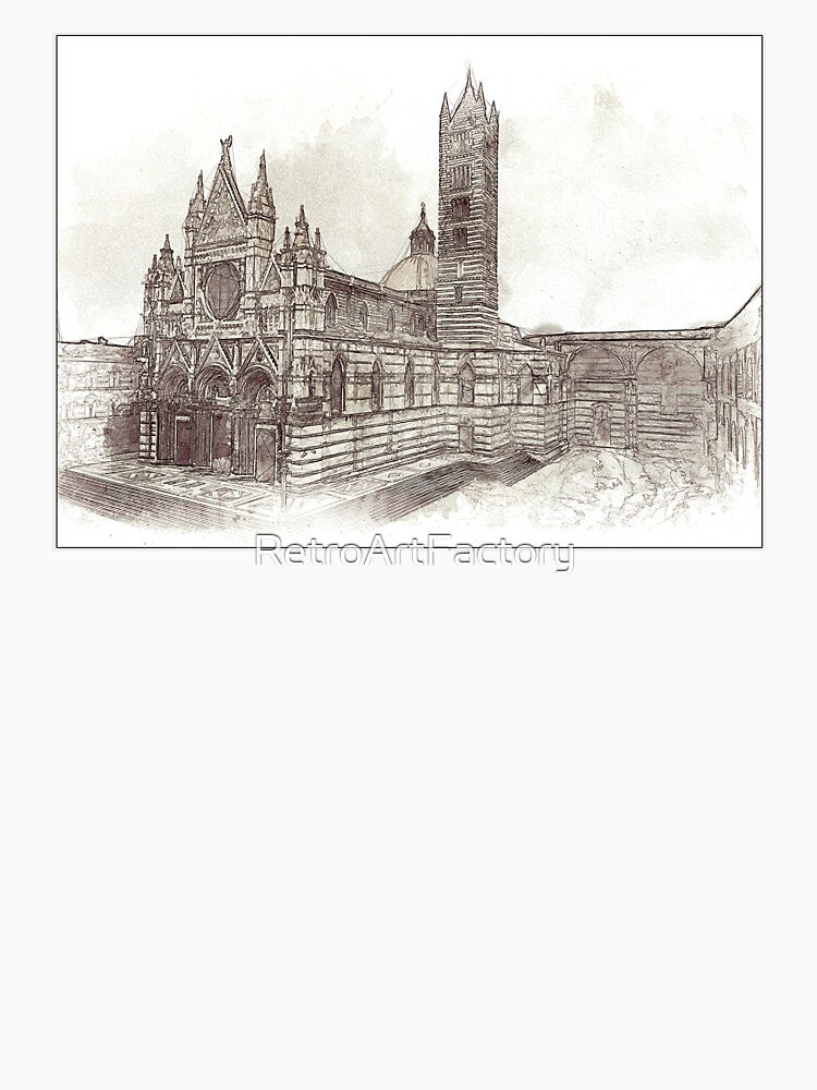 Duomo di Siena - Siena, Italy - Sketch and Wash Style by Retro Art Factory