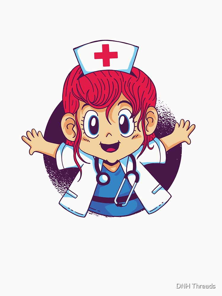 Womens Cute Female Woman Nurse Or Doctor Cartoon Shirt by DNH Threads