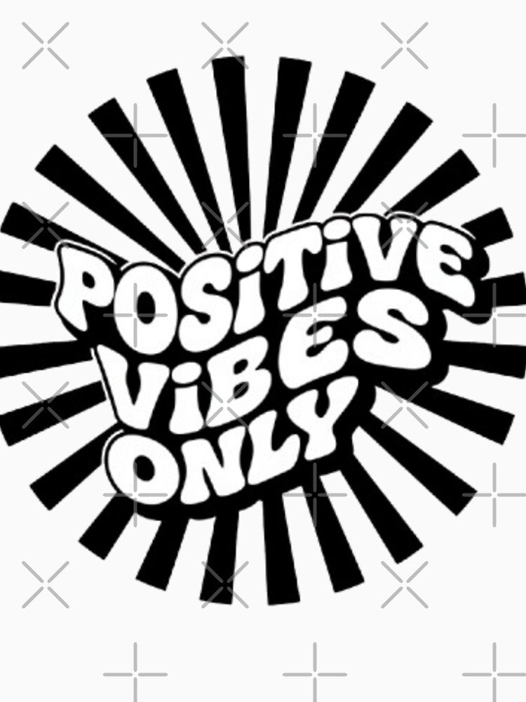 Retro 70s Positive Vibes Only Rainbow Sunburst Typography by zdzdesigner