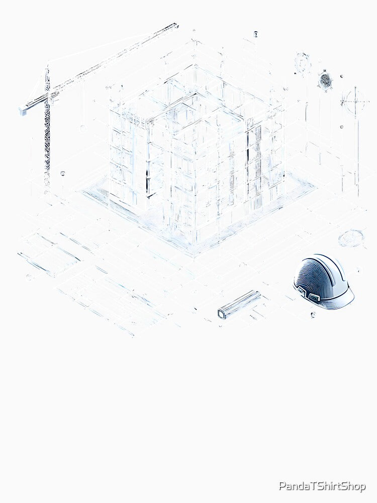 Architectural Blueprint Art | Digital Construction Design | Engineering Blueprints | Modern Building Plans by PandaTShirtShop
