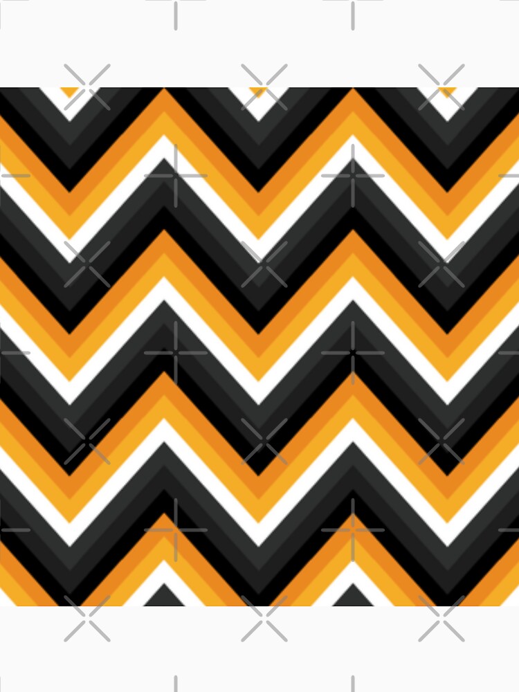 Halloween Colors Abstract Zigzag Pattern. Geometrical Orange, Black, White Zigzag by silviaol