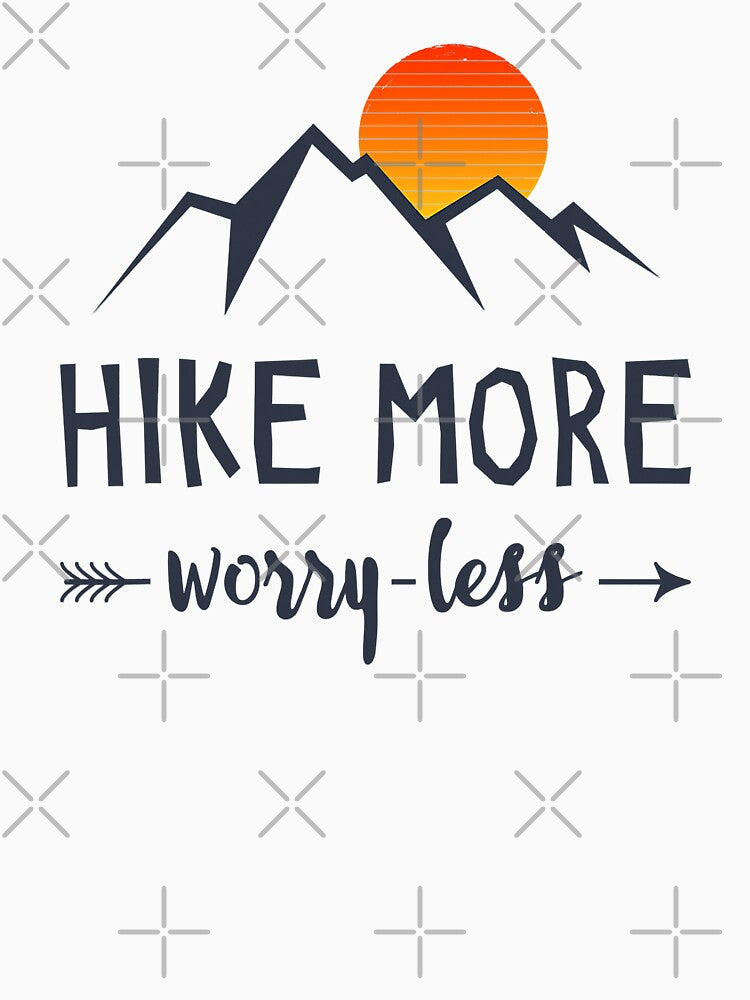 Hike More Worry Less Sunset Mountain Hiking Saying by BennetJaco