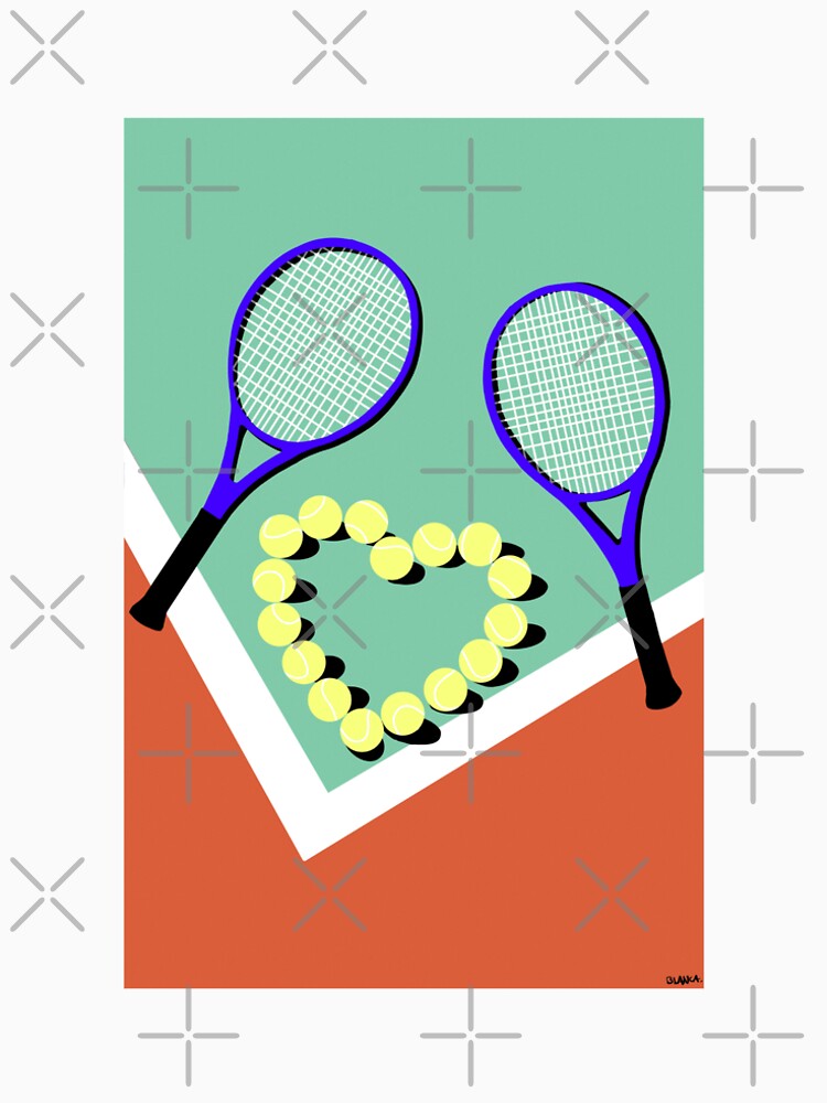 Cute and colorful tennis court with tennis ball in a heart shape by Arth1nker