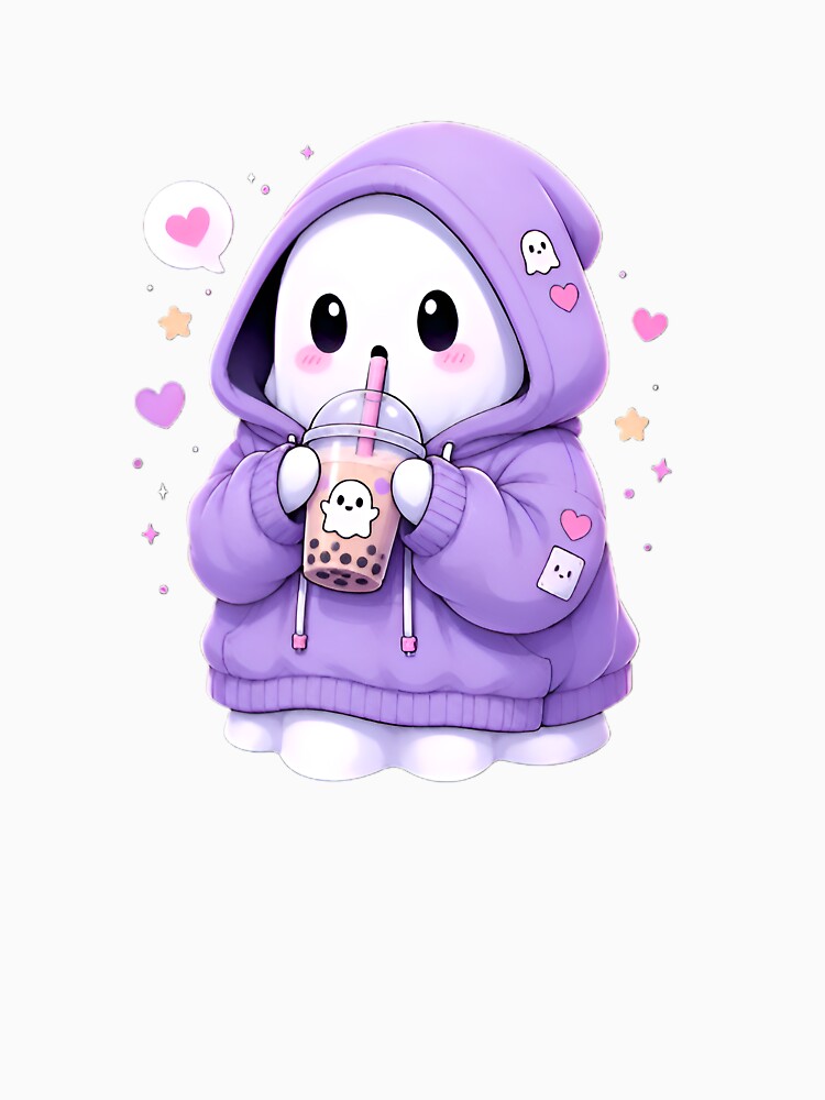 Cute chubby ghost wearing oversized hoodie by : CraftyVibes