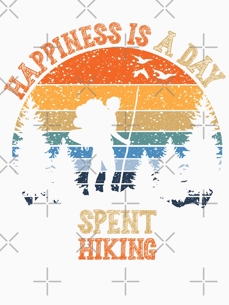 Happiness Is A Day Spent Hiking Funny Vintage Hiker Adventure Outdoor by VintagePathway