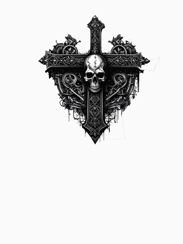 Gothic Skull Cross TEE Shirt by Shorfin
