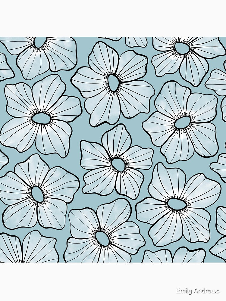 White Anemone - Blue by PaintdFoxStudio