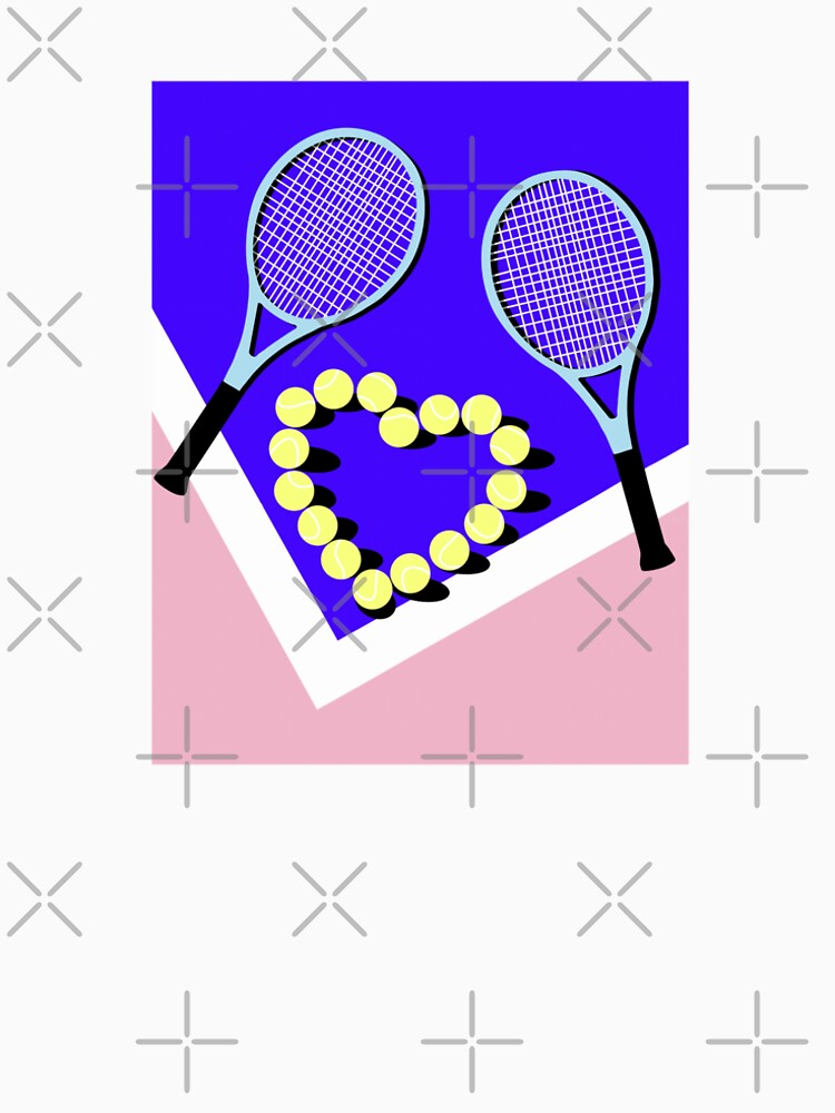 Cute and colorful pink tennis court with tennis ball in a heart shape by Arth1nker