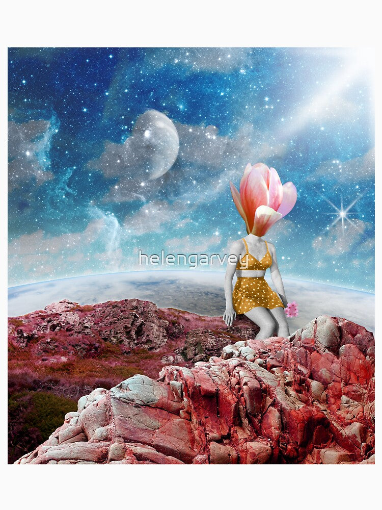 From my neck grew a flower, in retro space collage by helengarvey