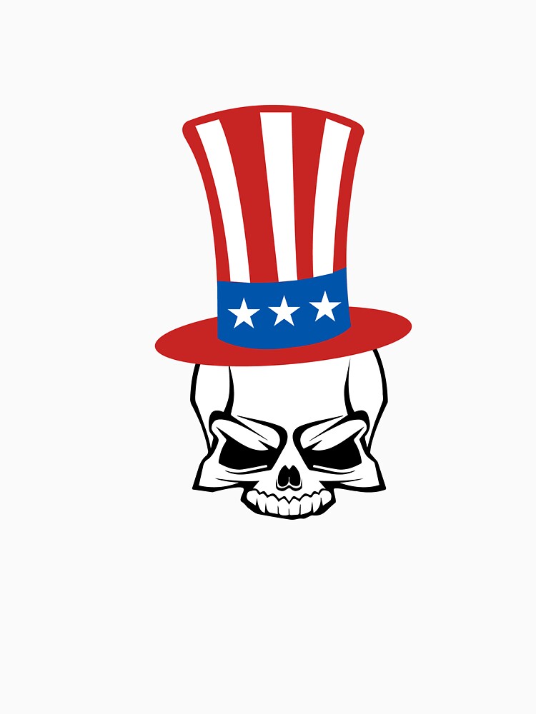 USA Hat on Skull T-Shirt for Men and Women by AllStarMerch