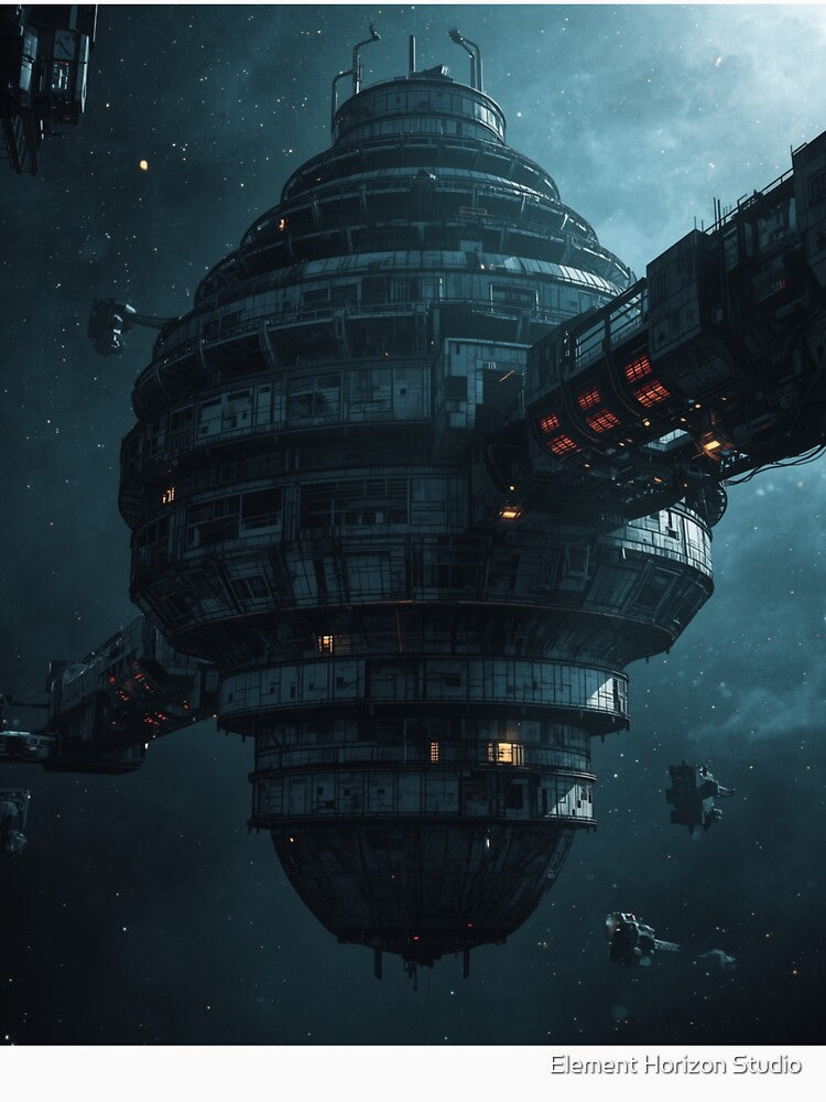 Ashfall Files | Orbital Station Exterior | Noir Sci-Fi Space Station Art by Element Horizon Studio