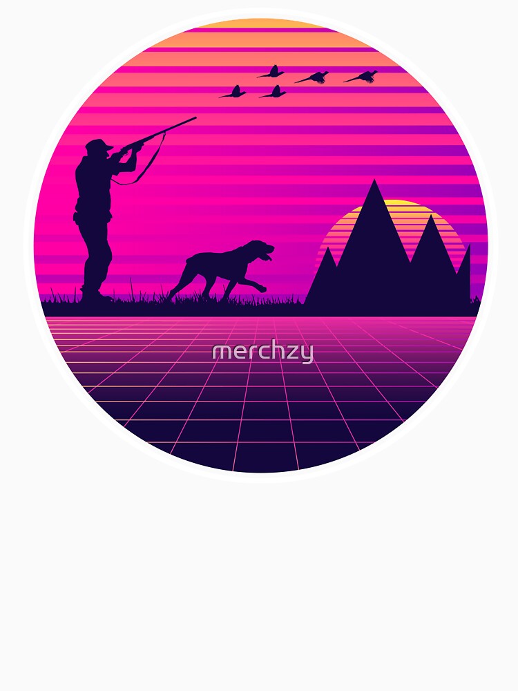 Vaporwave Style Pheasant Hunting Upland Bird Hunter Dog by merchzy