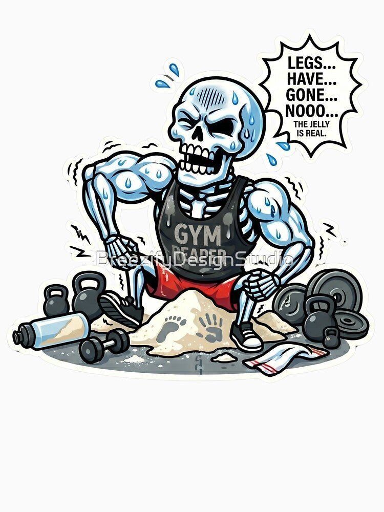 Gym Reaper Jelly Legs – Funny Post-Workout Leg Day Humor by BreezifyDesignStudio