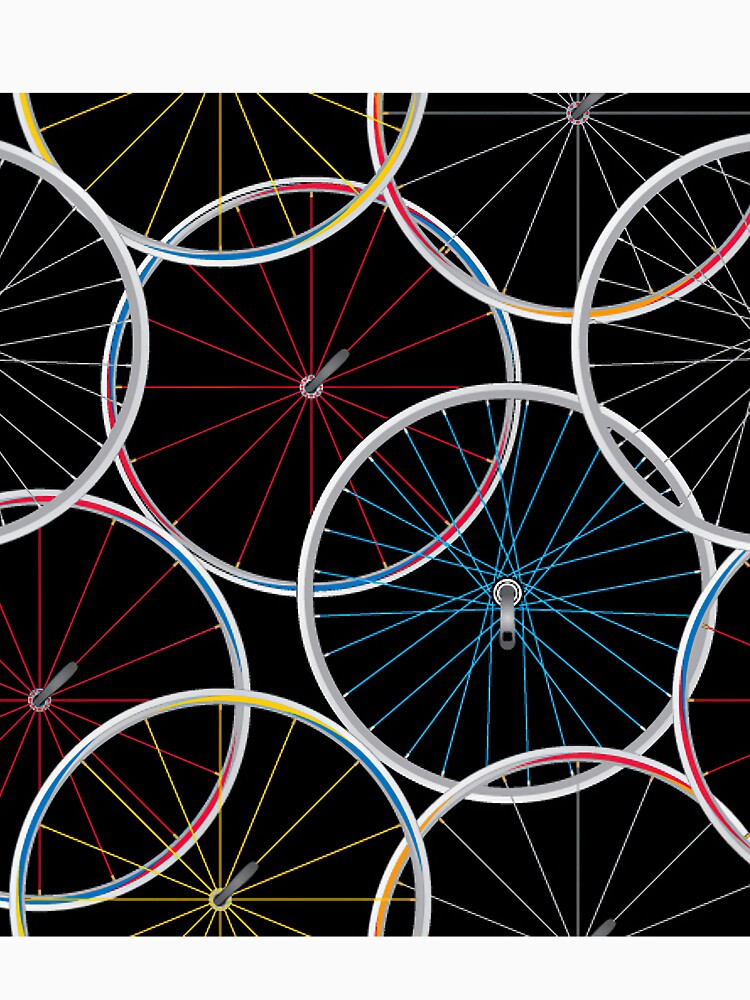 Cycling Wheels On Black Background by AverilArt