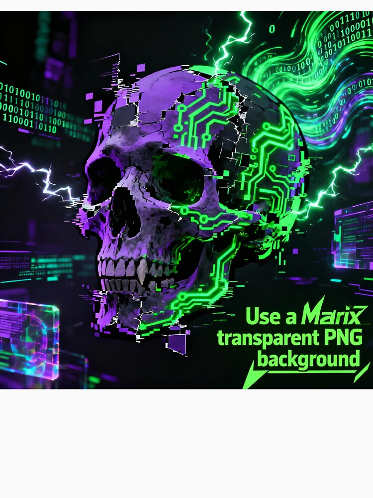Matrix Glitch Skull by PixelStyle Studio