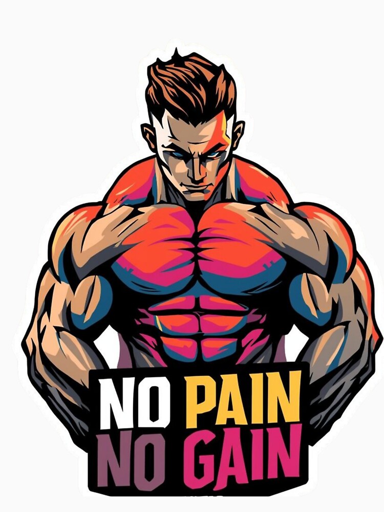 No Pain No Gain | Gym Stickers by Panda-creates