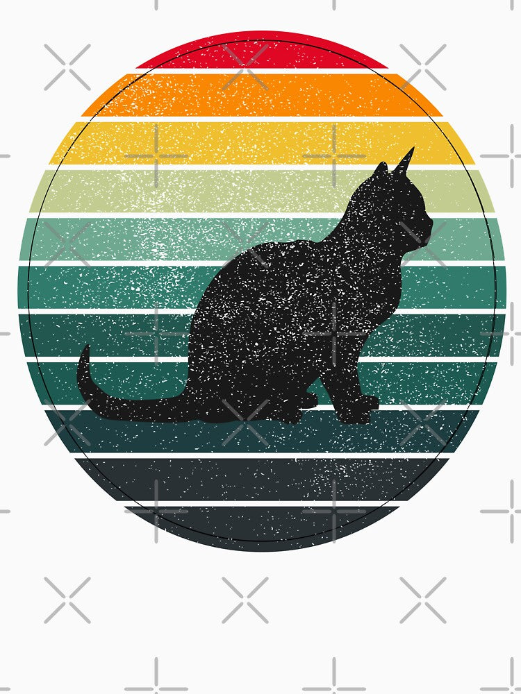 Retro Black Cat Sunburst Vintage Art by Zakrytos ★★★★★