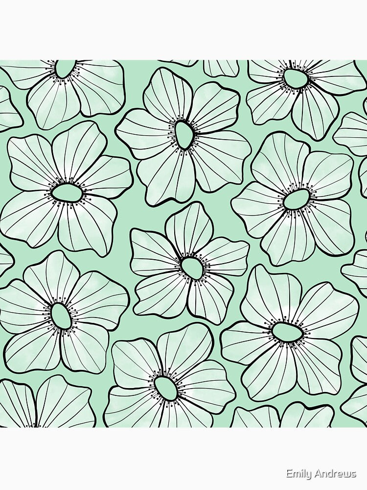White Anemone - Green by PaintdFoxStudio