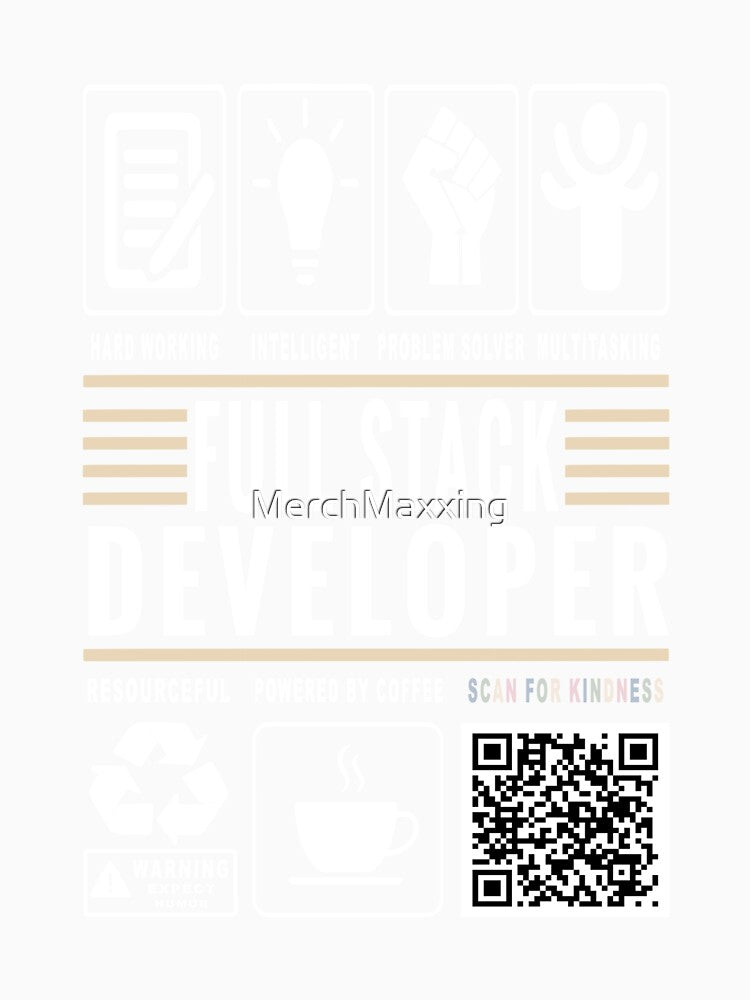Funny Full Stack Developer Job Description Icons QR Code by MerchMaxxing