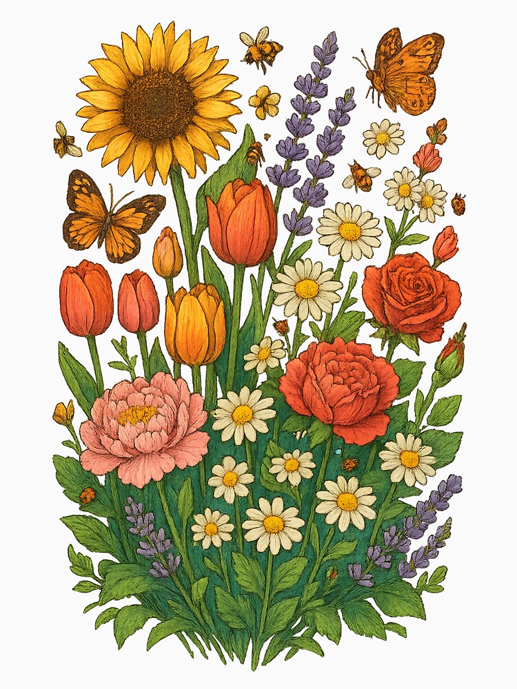 Colorful Flower Garden Explosion – Botanical Design by Rushurban