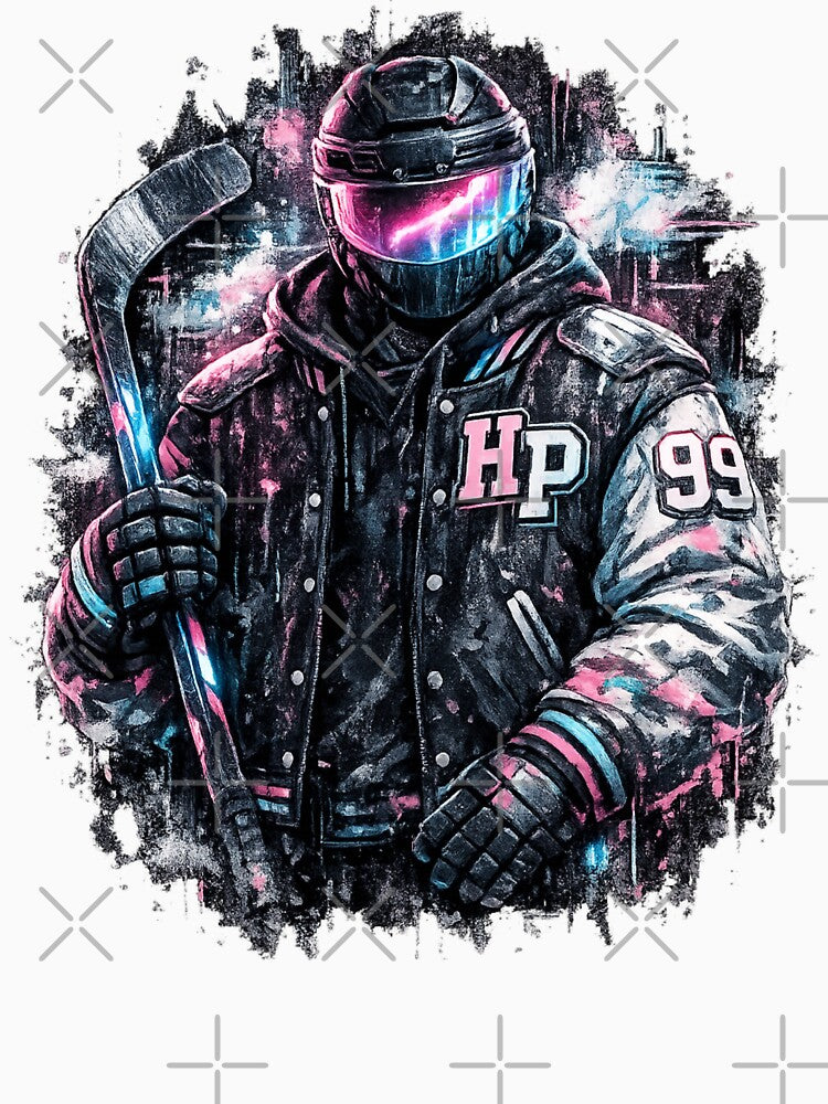 yber Hockey Futuristic Varsity Streetwear Shirt by EchoPrint Co.