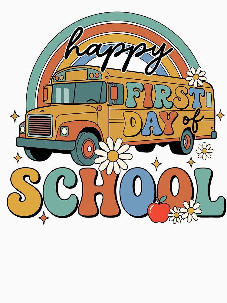 Retro Rainbow School Bus First Day of School by KroghDs
