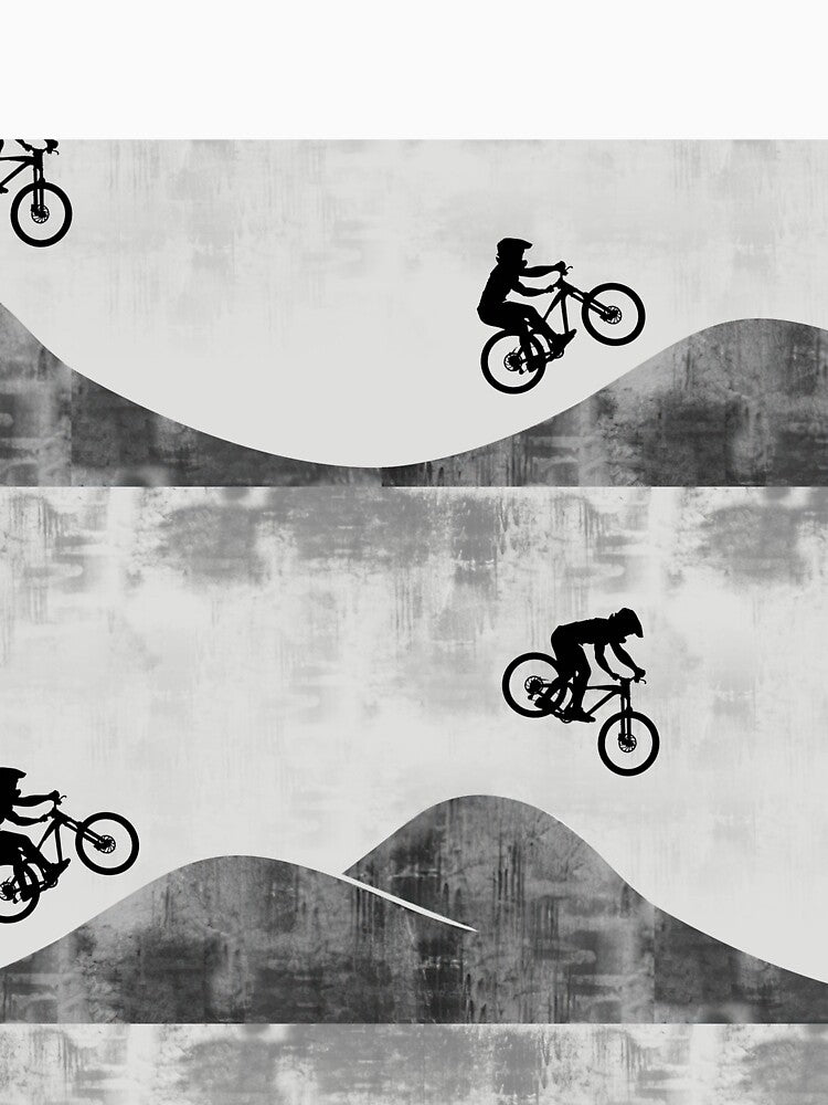 Retro Mountain Bikers On Grey by CatheriLove