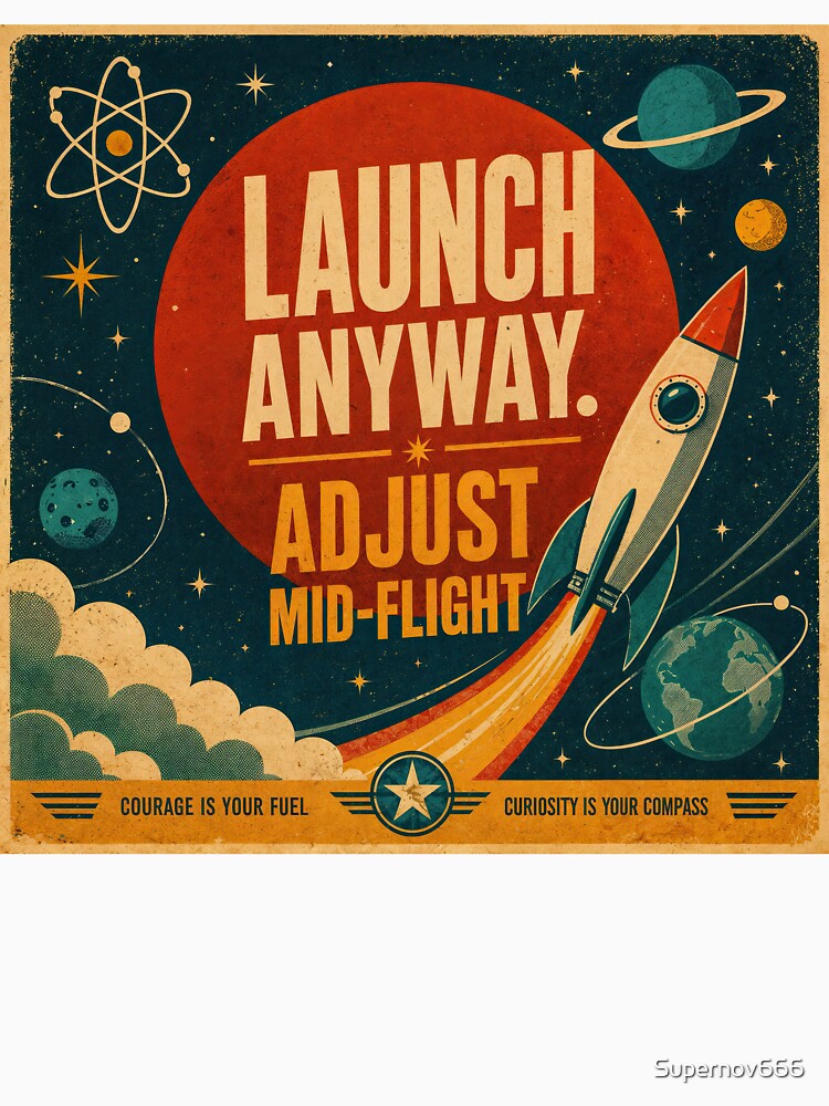 Wall Art - Postcard - Launch Anyway – Vintage Space Motivation by ForeverPrintsOK